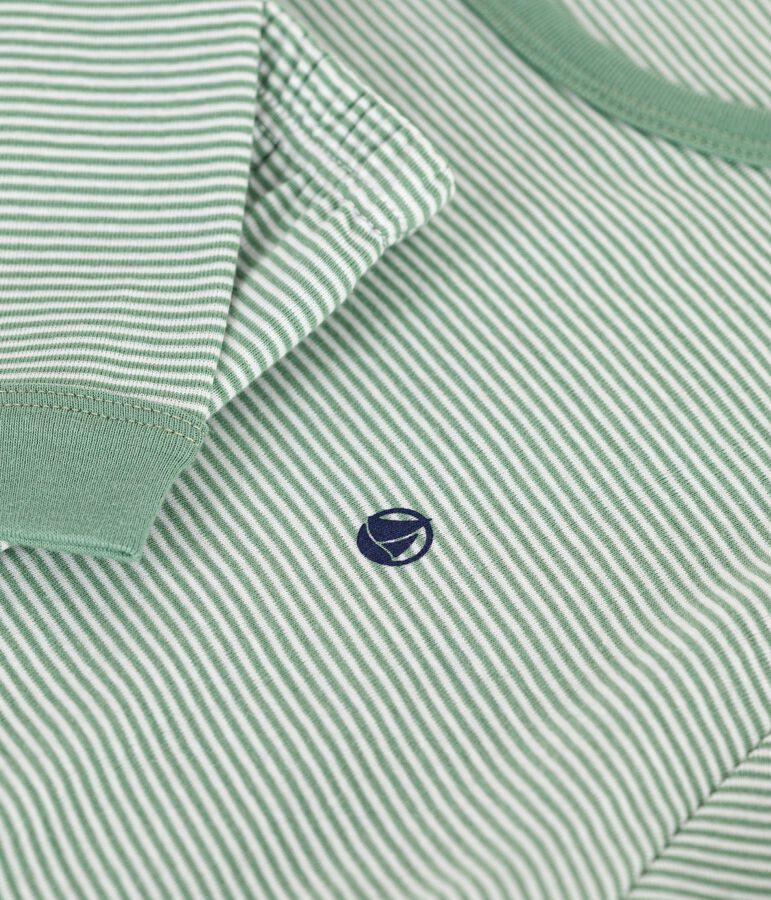 Children's stripy cotton pyjamas green/white