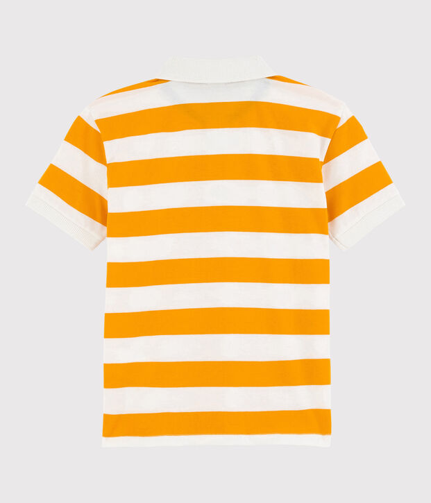 Boys' Short-Sleeved Jersey Polo Shirt yellow/white