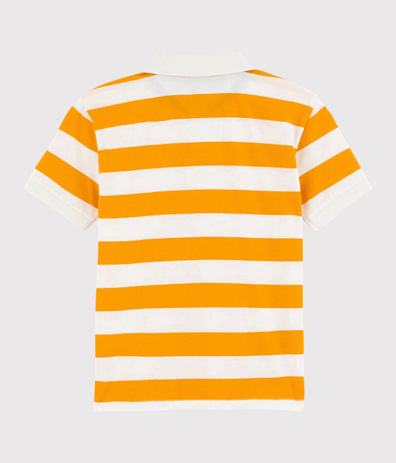 Boys' Short-Sleeved Jersey Polo Shirt yellow/white