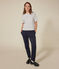 Women's Boxy tube knit T-shirt Ecru/blue