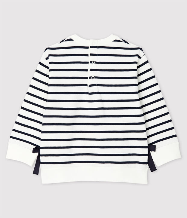 Baby Girls' Long-Sleeved Jersey Breton Top white/blue