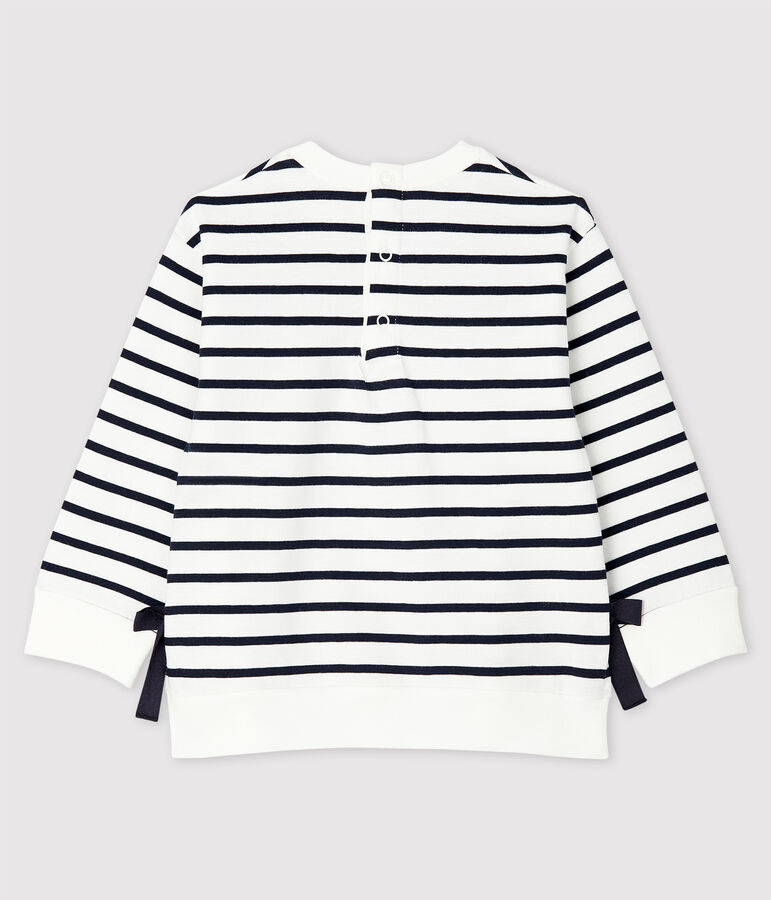 Baby Girls' Long-Sleeved Jersey Breton Top white/blue