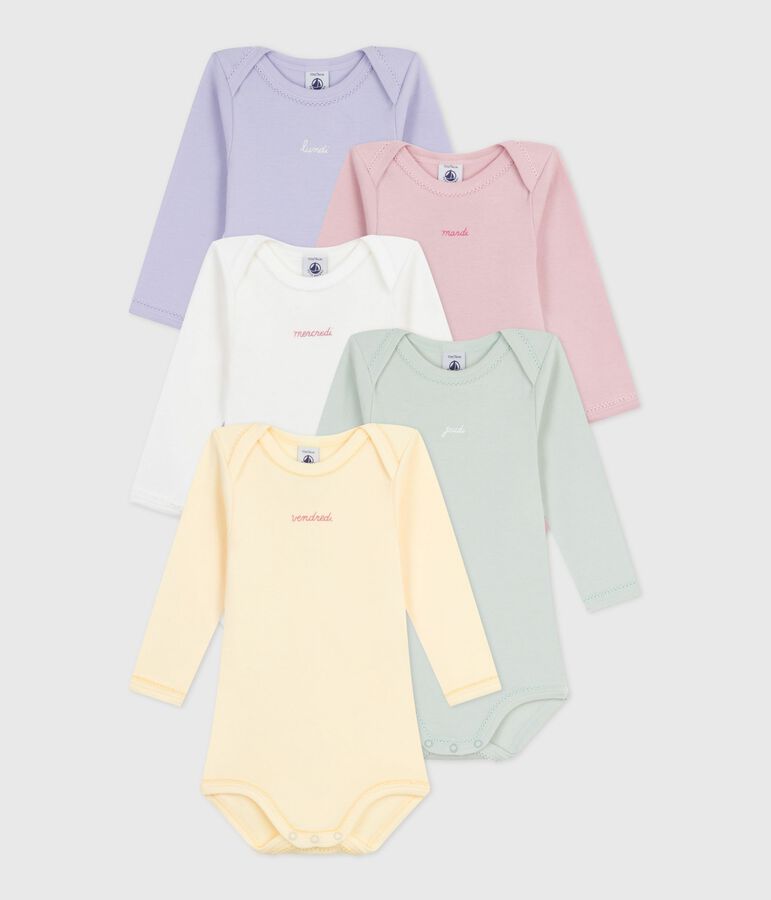 Pack of long-sleeved days of the week cotton bodies for babies multicolor