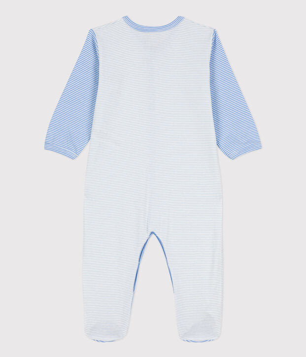 Pinstriped Cotton Sleepsuit blue/white