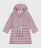 Children's stripy cotton terry bathrobe MARSHMALLOW white/MULTICO white