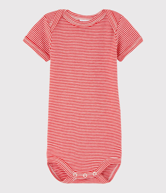 Unisex Babies' Short-Sleeved Bodysuit PEPS red/MARSHMALLOW white