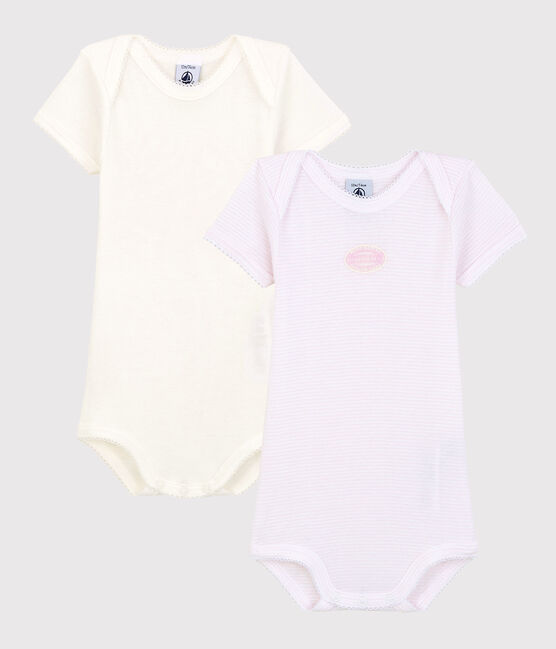 Babies' Short-Sleeved Pinstriped Organic Cotton Bodysuits - 2-Pack variante 1