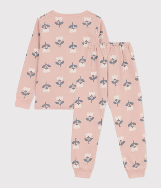 Girls' Tulip Patterned Fleece Pyjamas SALINE pink/MULTICO white