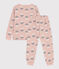 Girls' Tulip Patterned Fleece Pyjamas SALINE pink/MULTICO white