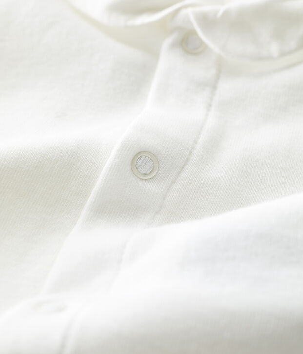 Babies' Short-Sleeved Organic Cotton Bodysuit with Collar white