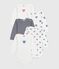 Pack of long-sleeved heart-print cotton bodies for babies variante 1