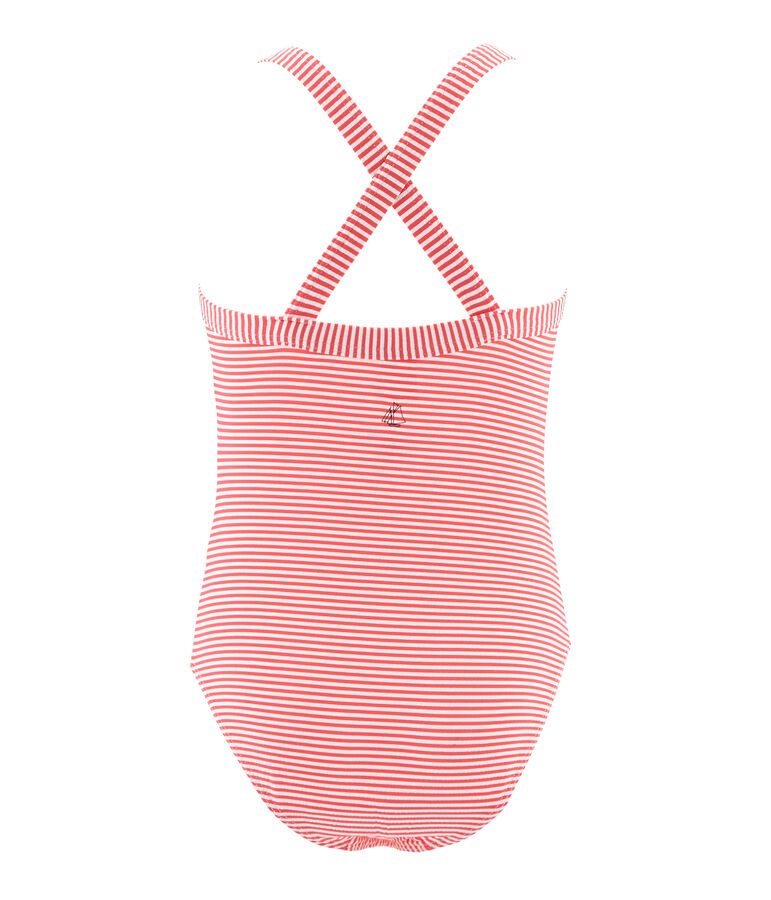 Girls' One-Piece Swimsuit pink/white