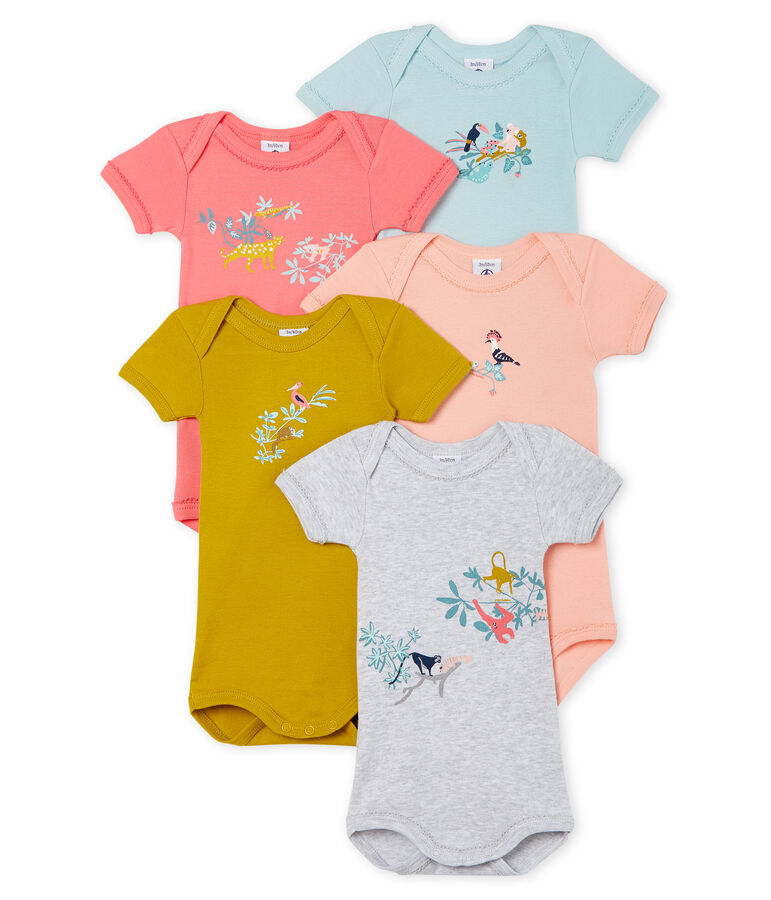 Baby Girls' Short-Sleeved Bodysuit - Set of 5 multicolor
