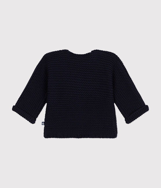 Babies' Moss Stitch Knit Cardigan SMOKING blue