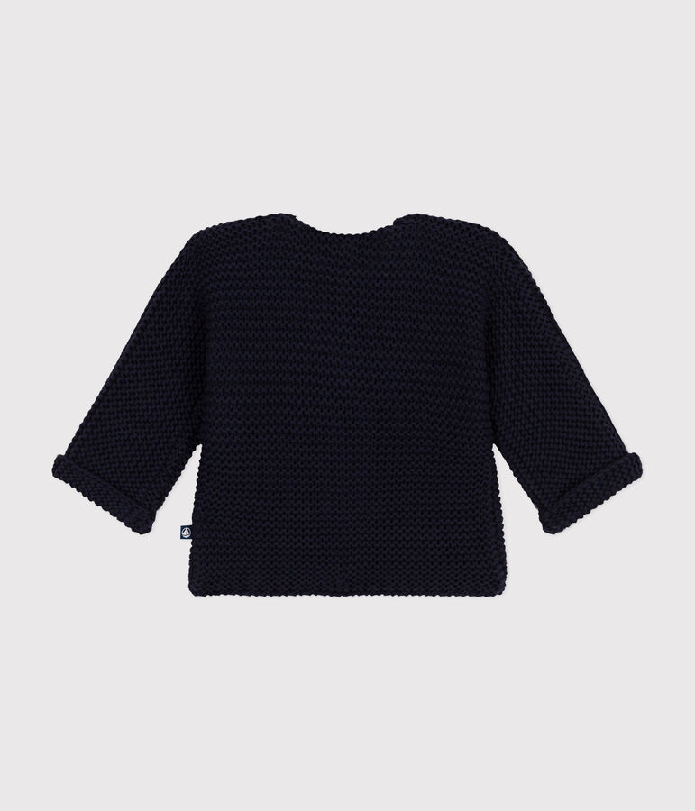 Babies' Moss Stitch Knit Cardigan blue