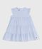 Sleeveless striped poplin dress for baby BLEU /MULTICO