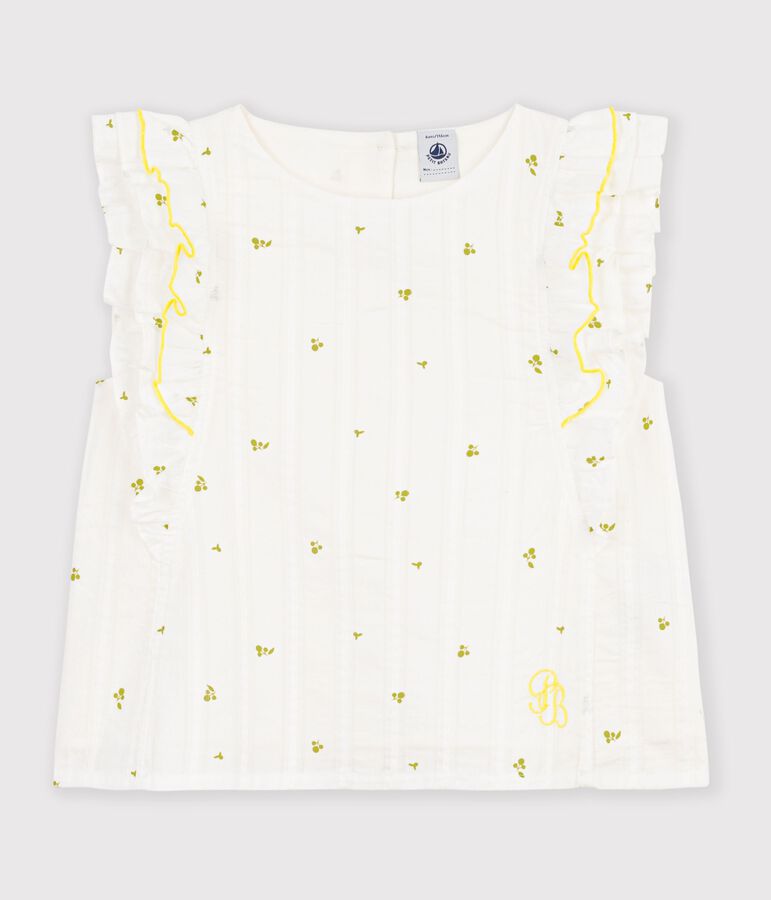 Children's sleeveless floral print cotton blouse white/green