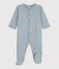 Babies' Pinstriped Cotton Sleepsuit ROVER blue/MARSHMALLOW white