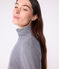 The Iconic cotton polo neck top for women SMOKING blue/MARSHMALLOW white