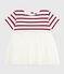 Babies' short-sleeved dress in two materials MILK red/AMARANTE