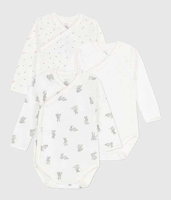 Long-sleeved wrapover rabbit themed cotton bodysuits - Pack of 3 variante 1