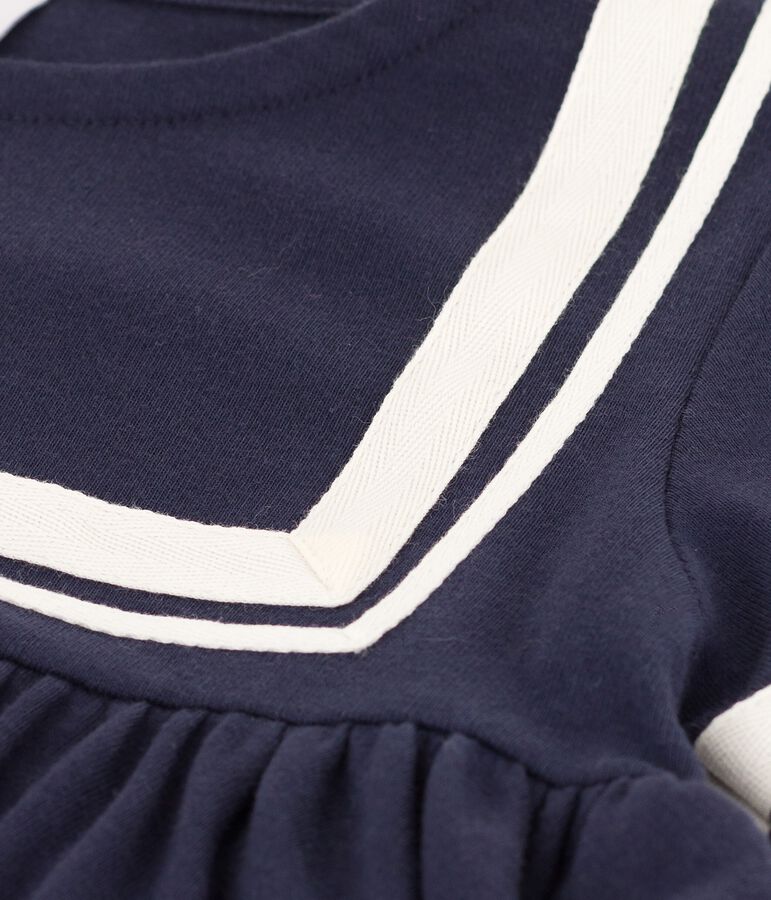 Girls' Short-Sleeved Organic Cotton Dress SMOKING blue