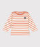 Babies' Thick Jersey Breton Top AVALANCHE pink/SIENNA white