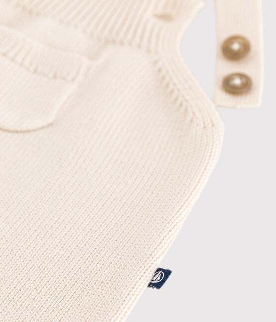 Babies' dungarees knitted in wool and cotton AVALANCHE Ecru