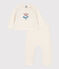 Babies' Wool/Cotton Knit 2-Piece Outfit MARSHMALLOW white
