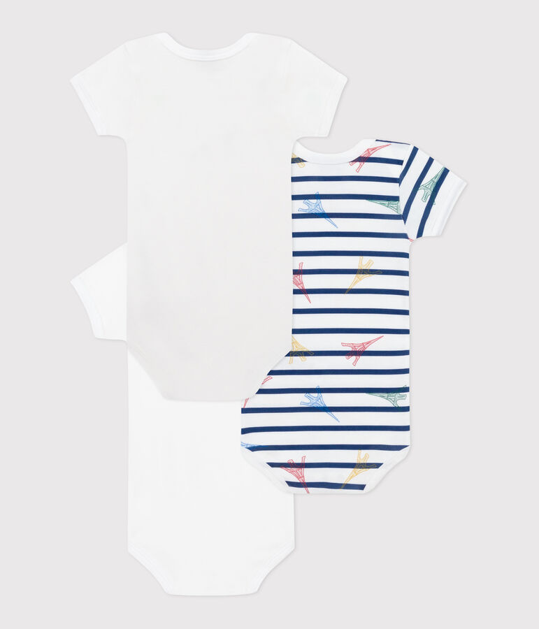 Babies' Paris-themed short-sleeved cotton bodysuits - 3-Pack multicolor