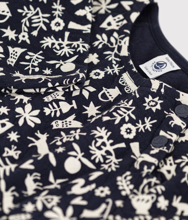 Girls' long-sleeved printed tube knit dress blue/ecru