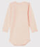Babies' Striped Long-Sleeved Bodysuit in Cotton/Wool CHARME pink/MARSHMALLOW white