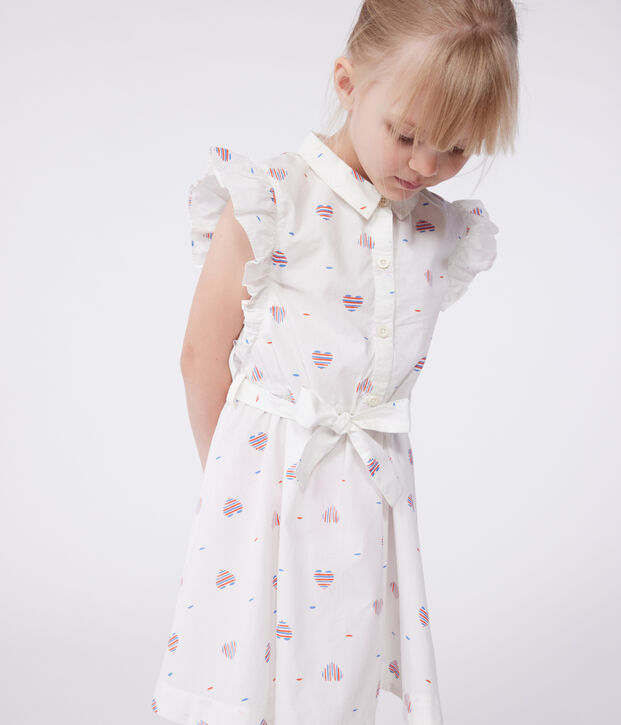 Children's sleeveless heart-print cotton dress Ecru/multicolor