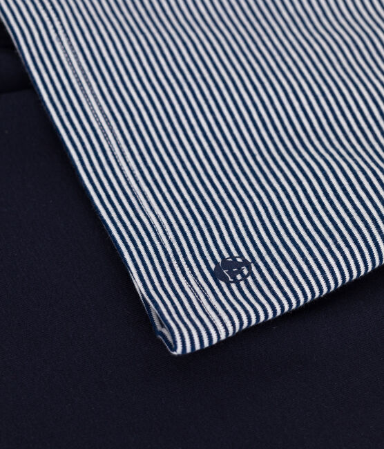 Children's short stripy cotton pyjamas MEDIEVAL blue/MULTICO white