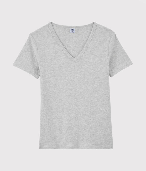 Women's Iconic V-Neck Cotton T-Shirt BELUGA CHINE grey