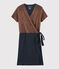 Women's iridescent linen short-sleeved dress SMOKING blue/COPPER pink