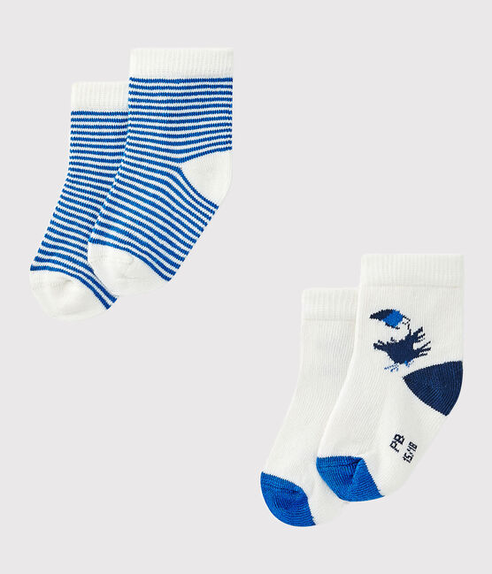 Set of 2 pairs of baby boy's socks . white