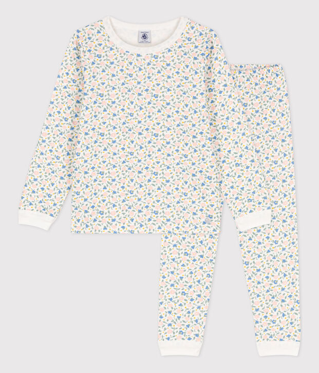 Girls' Floral Tube Knit Pyjamas white/multicolor