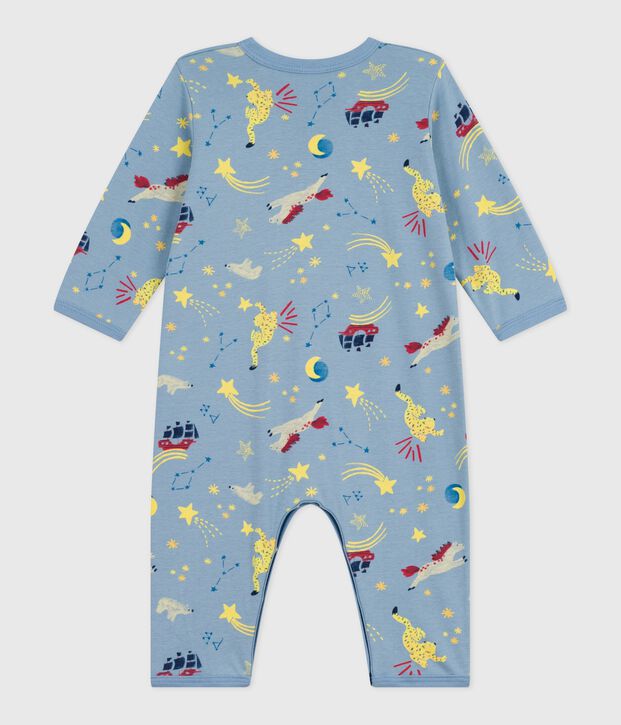 Babies' footless printed cotton pyjama suit blue/multicolor