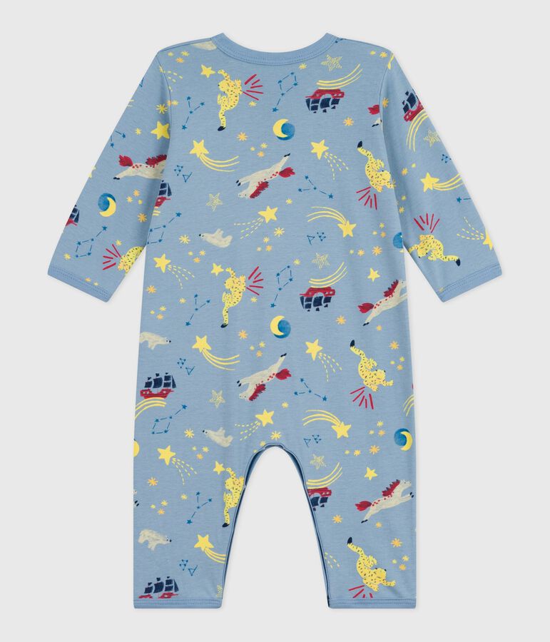 Babies' footless printed cotton pyjama suit blue/multicolor