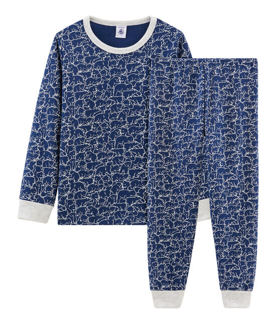 Boys' Fleece Pyjamas MAJOR blue/MARSHMALLOW white