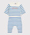 Babies' Wool/Cotton Knit Sailor Striped Clothing - 3-Piece Set MARSHMALLOW white/ALASKA blue