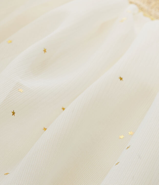Girl's tulle skirt with stars white/yellow