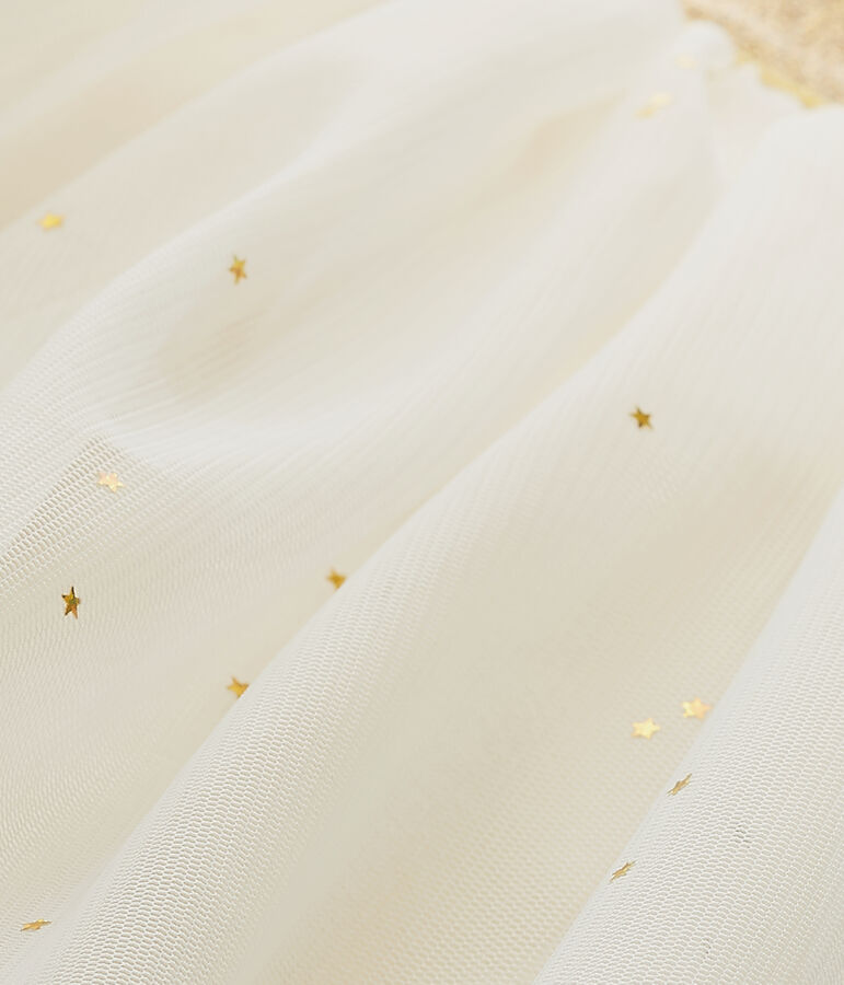 Girl's tulle skirt with stars COQUILLE beige/DORE yellow
