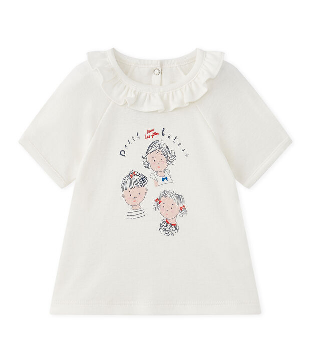 Baby girl's short-sleeved T-shirt white/blue