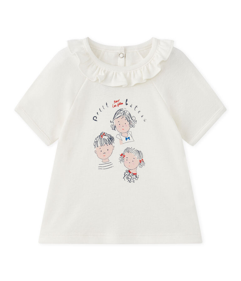 Baby girl's short-sleeved T-shirt white/blue