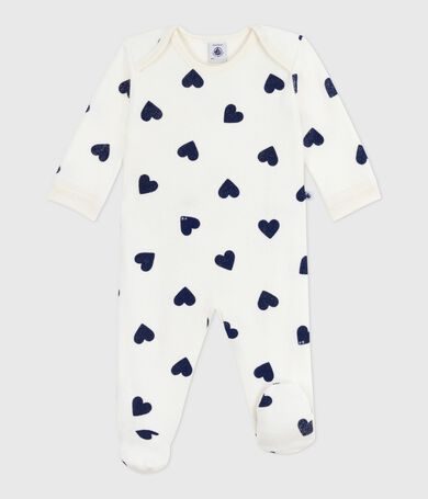 Babies' heart-print popper-free cotton pyjamas