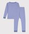 Children's snug-fitting stripy cotton pyjamas blue/white