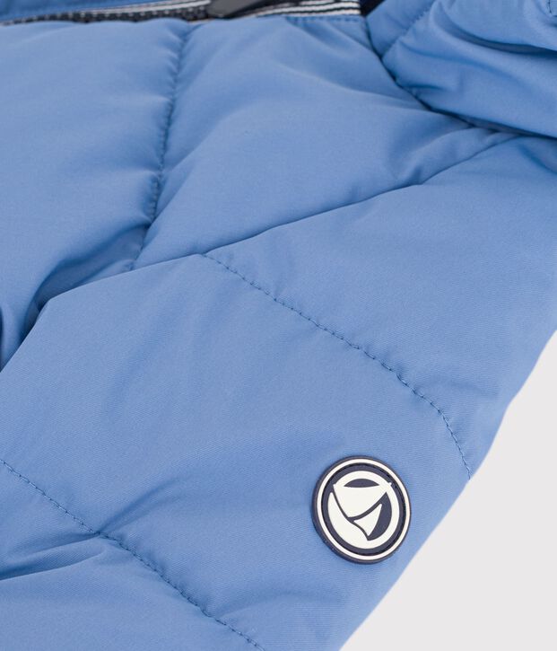 Babies' puffer jacket in plain polyester blue