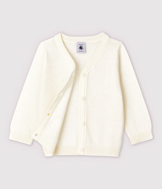 Baby Boys' Cotton and Linen Blend Knit Cardigan MARSHMALLOW white